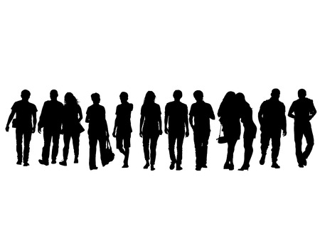 Big crowds people on white backgroundのイラスト素材