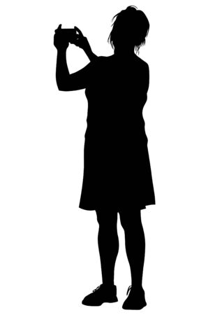 Women with a camera on white backgroundのイラスト素材