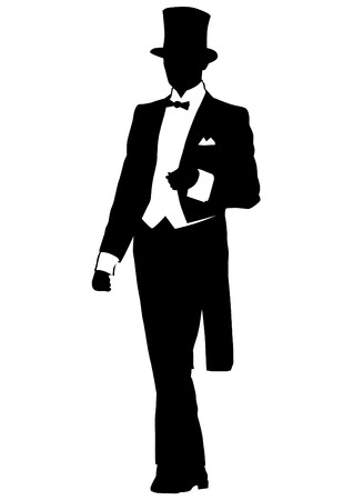 Man in dress coat and a top hat.のイラスト素材