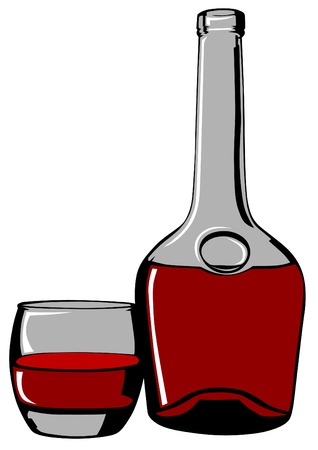 Bottle and glass of brandy icon.のイラスト素材