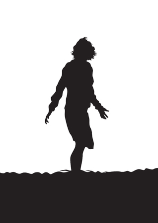 Silhouette of a girls on a white backdrop.のイラスト素材