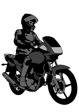 Old big bike on white illustration.のイラスト素材