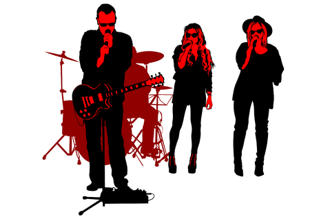 Concert of rock band on a white illustration.のイラスト素材