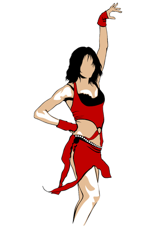 Beautiful women in red attire.のイラスト素材