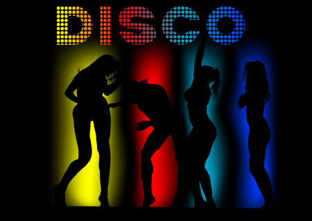 Girls in a bikini dance at disco partyのイラスト素材