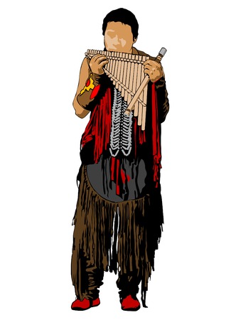 American Indian in a national dress on a white backgroundのイラスト素材