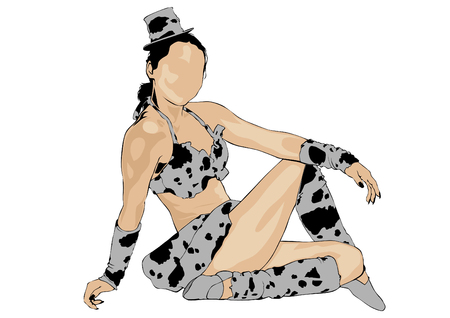 Beautiful girls in fashionable clothes on white backgroundのイラスト素材