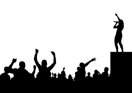 Crowd of spectators at music concertのイラスト素材