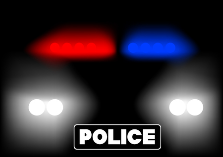 Multicolored lights of police car in darkのイラスト素材