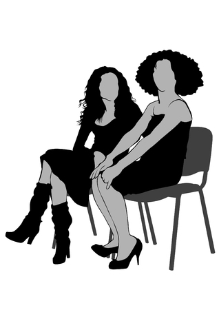 Beautiful girls in fashionable clothes on white backgroundのイラスト素材