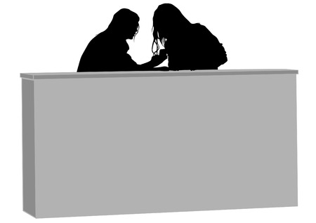 Beautiful girls behind the reception desk on white backgroundのイラスト素材