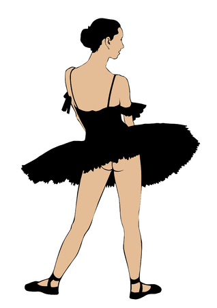 Young ballet dancer in an artistic dress on a white backgroundのイラスト素材
