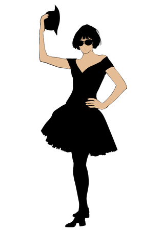 Beautiful girls in fashionable dress on white backgroundのイラスト素材