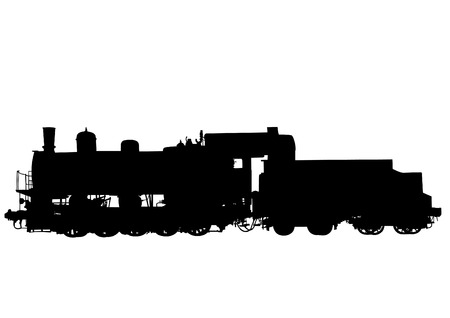Ancient big steam locomotive on a white backgroundのイラスト素材