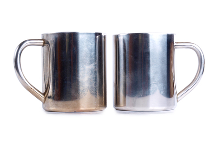 Ancient porcelain tea cups on a white backgroundの写真素材