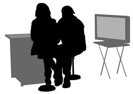 Businessman and businesswomen in office on white backgroundのイラスト素材