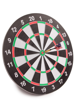 Target for darts whit american flag on white backgroundの写真素材