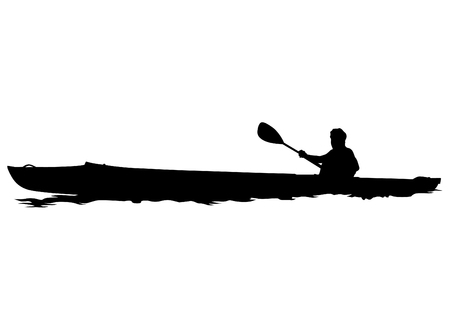 Sports kayak with athletes on a white backgroundのイラスト素材