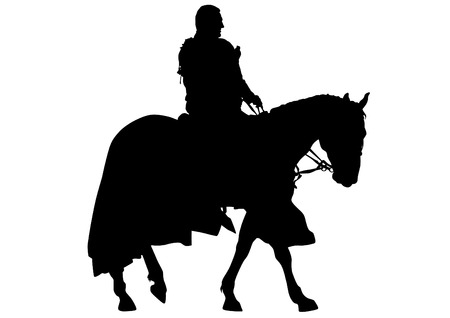 Man horseback on a white backgroundのイラスト素材
