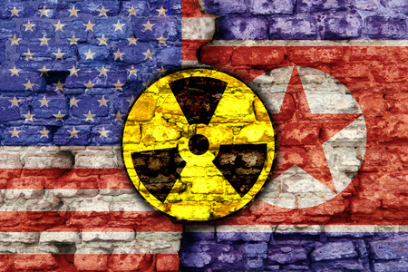 Sign of radiation and korea flagの写真素材