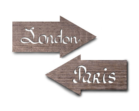 Arrows for indicating direction to city on a white background