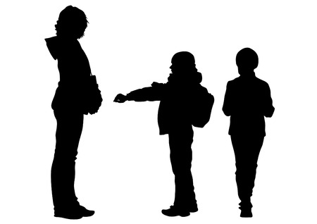 Families with little child on white backgroundのイラスト素材