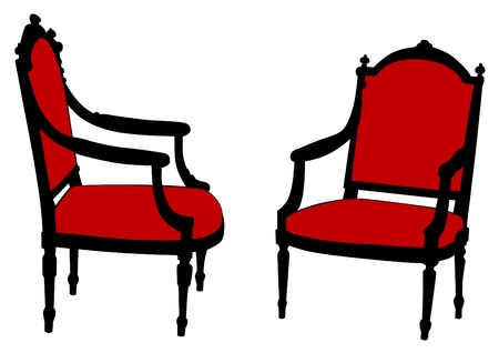 Vintage wooden chairs against white backgroundのイラスト素材