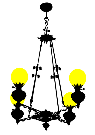 Antique metal chandelier on a white backgroundのイラスト素材