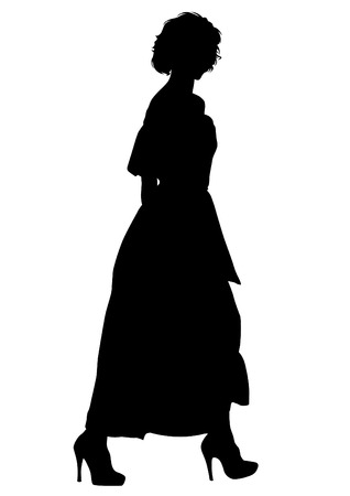 Beauty young girl in white dressのイラスト素材