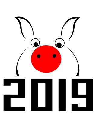 Pig face on new year holiday backgroundのイラスト素材