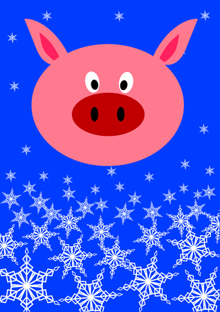 Pig face on new year holiday backgroundのイラスト素材