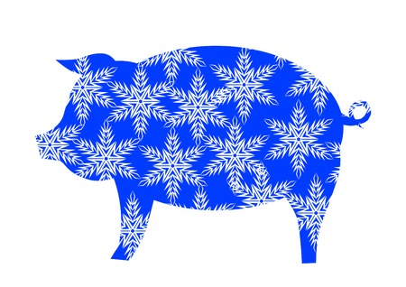 Pig face on new year holiday backgroundのイラスト素材