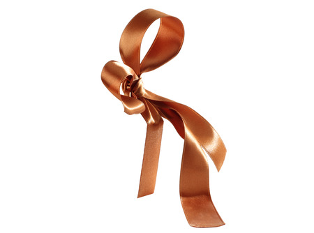 Bow on ribbon on white backgroundの写真素材