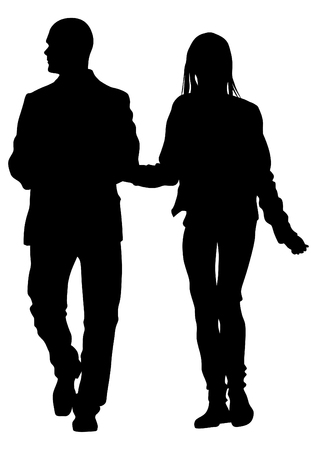 Couple of young guy and girl on white backgroundのイラスト素材