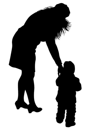 Families with little child on white backgroundのイラスト素材