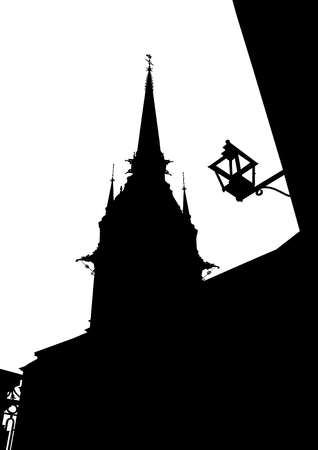 Stockholm old architecture. Silhouette of buildingのイラスト素材
