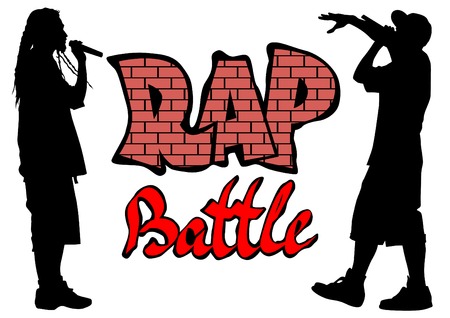 Hip-hop artists with microphones on stageのイラスト素材