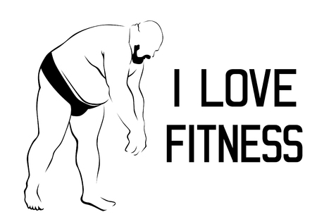 Fat man in shorts on white backgroundのイラスト素材