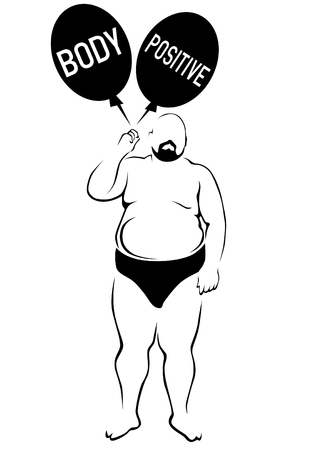 Fat man in shorts on white backgroundのイラスト素材