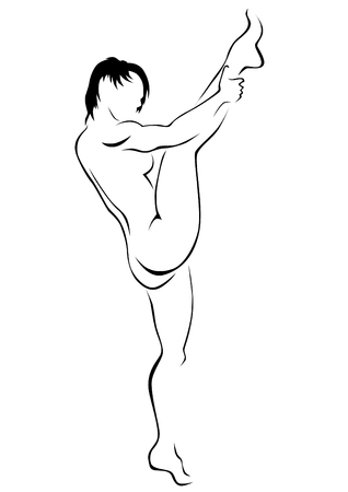 Young woman with sports figure on white backgroundのイラスト素材