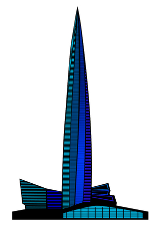 Tall glass skyscraper on backgroundのイラスト素材