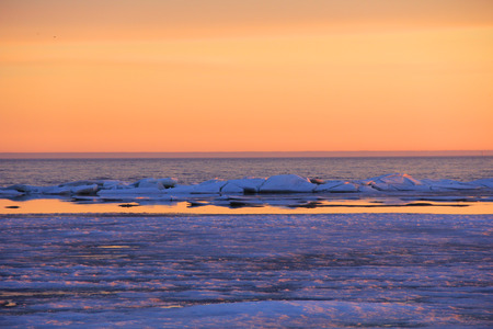 snow, sunset, sun Finland, Russia, climateの写真素材