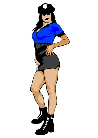 Beauty woman in police uniform on white backgroundのイラスト素材