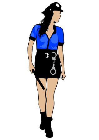Beauty woman in police uniform on white backgroundのイラスト素材