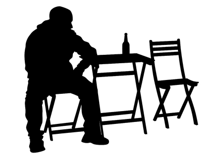 People in urban cafe on white backgroundのイラスト素材