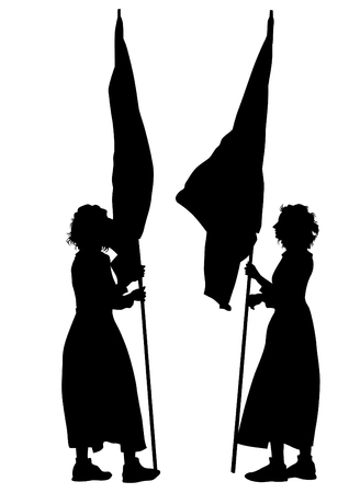 With flags on white backgroundのイラスト素材