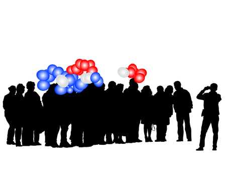 Big crowds people on white backgroundのイラスト素材