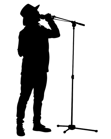 Jazz singer at concert on white backgroundのイラスト素材