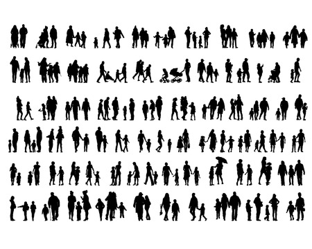Families with little child on white backgroundのイラスト素材