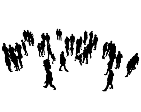 Big crowds people on white backgroundのイラスト素材